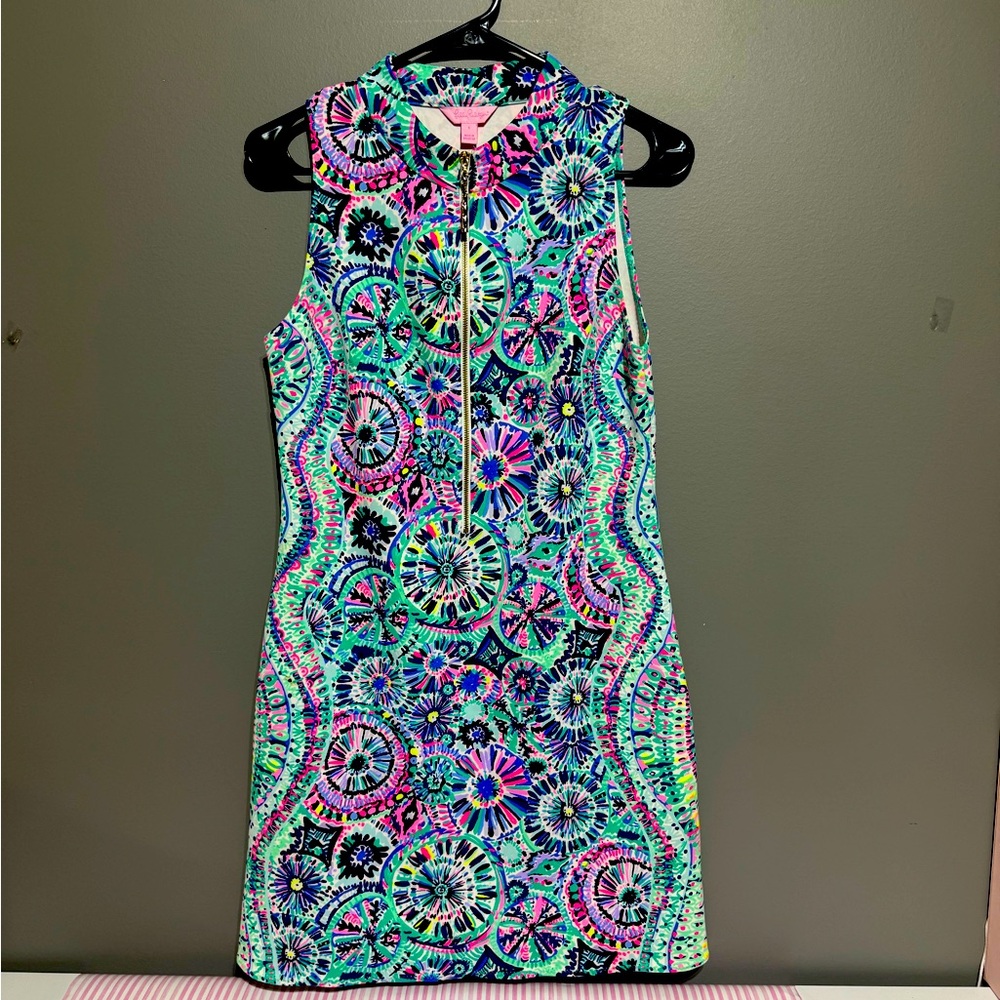 Lilly Pulitzer Opal Shift Dress Engineered Women’s Size S Multi Blue Scuba